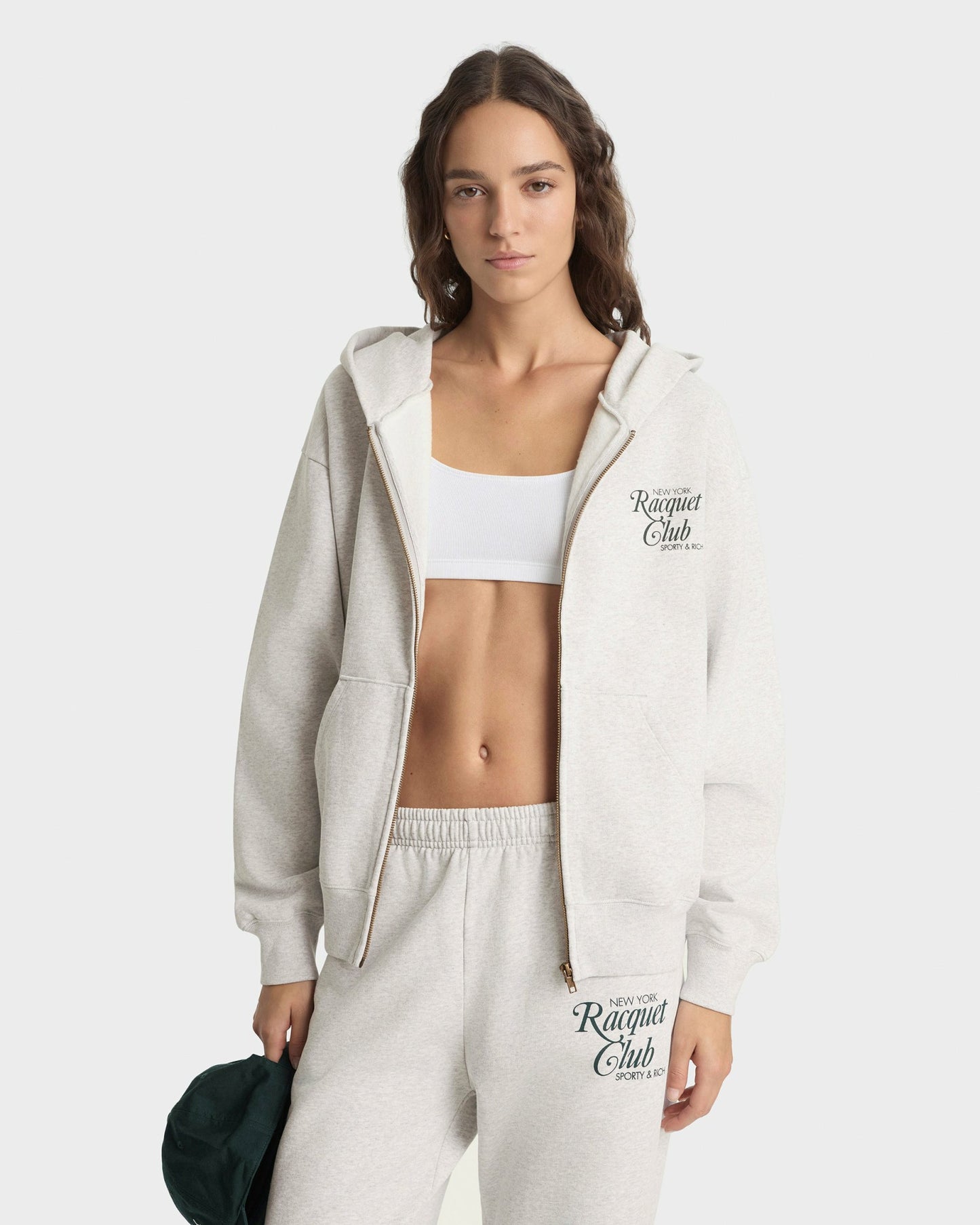 NYRC Zip Hoodie - Heather Gray/Forest