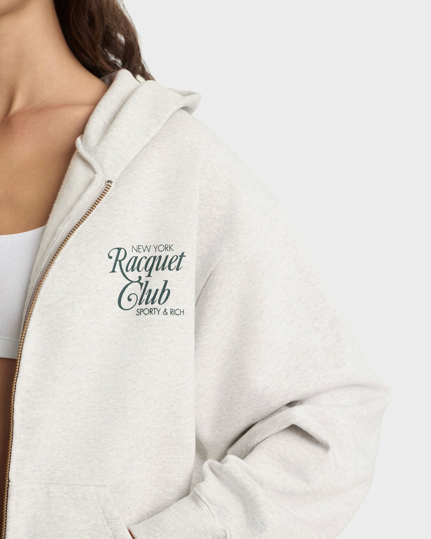 NYRC Zip Hoodie - Heather Gray/Forest