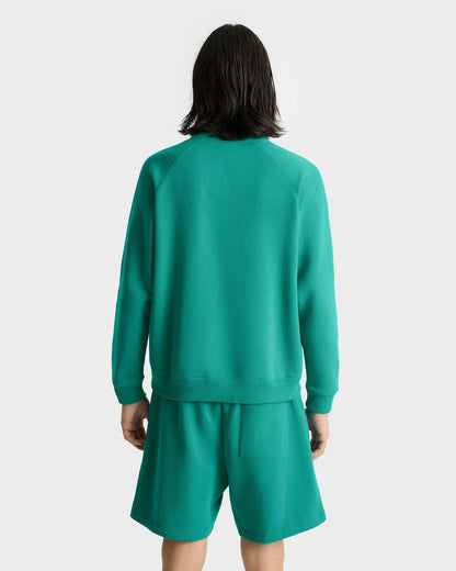 Varsity Crest Soft Crewneck - Spring Green/White