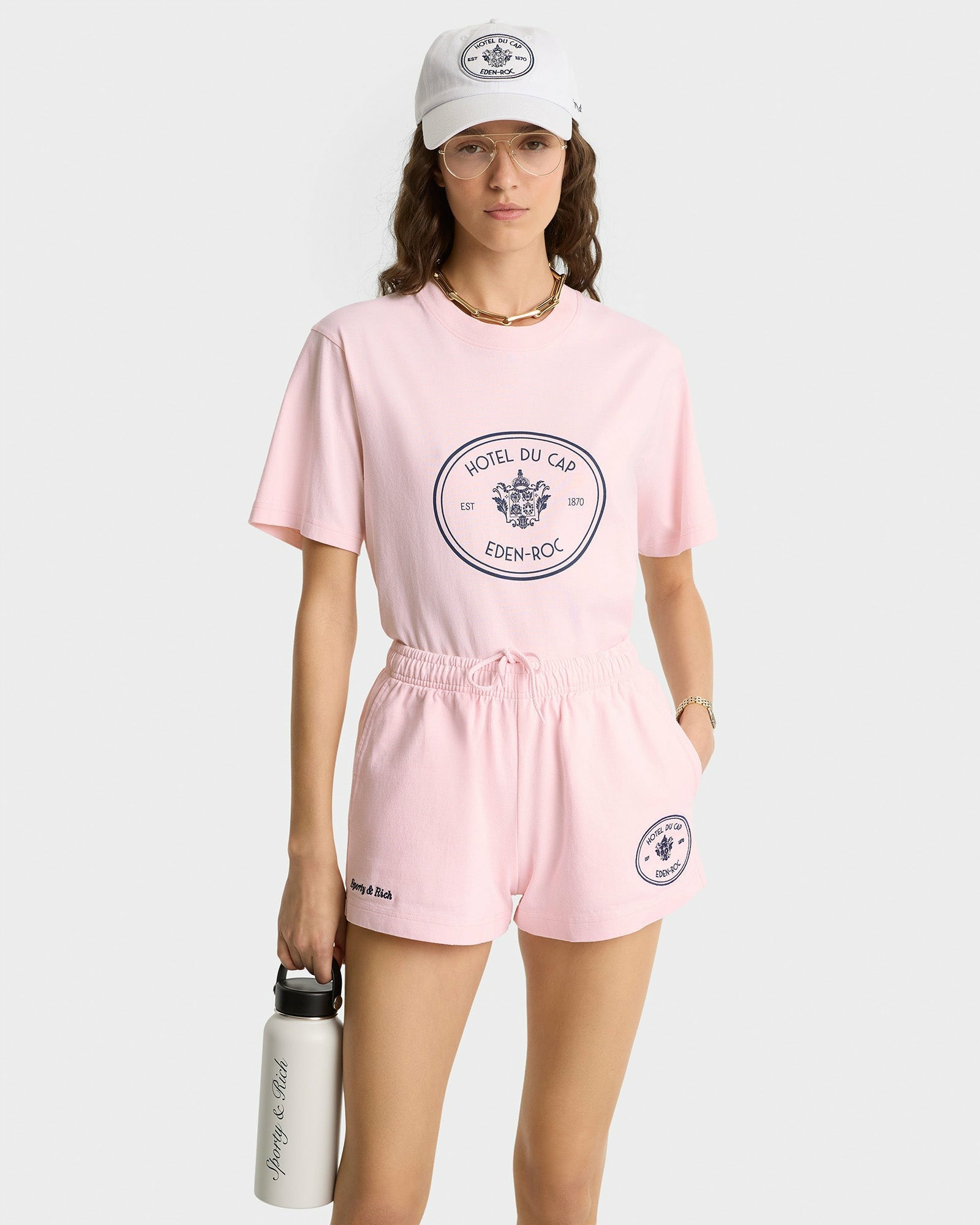 Eden Crest T-Shirt - Pink Dolphin/Navy