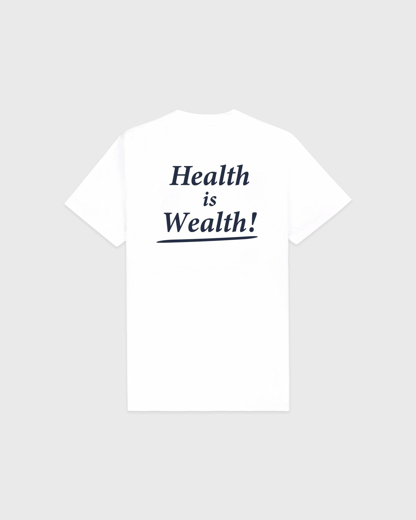 Health Is Wealth T-Shirt - White/Navy