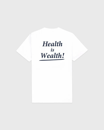 Health Is Wealth T-Shirt - White/Navy