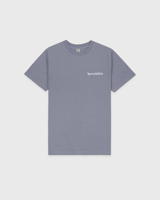 Health Is Wealth T-Shirt - Faded Indigo/White