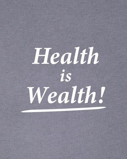 Health Is Wealth T-Shirt - Faded Indigo/White