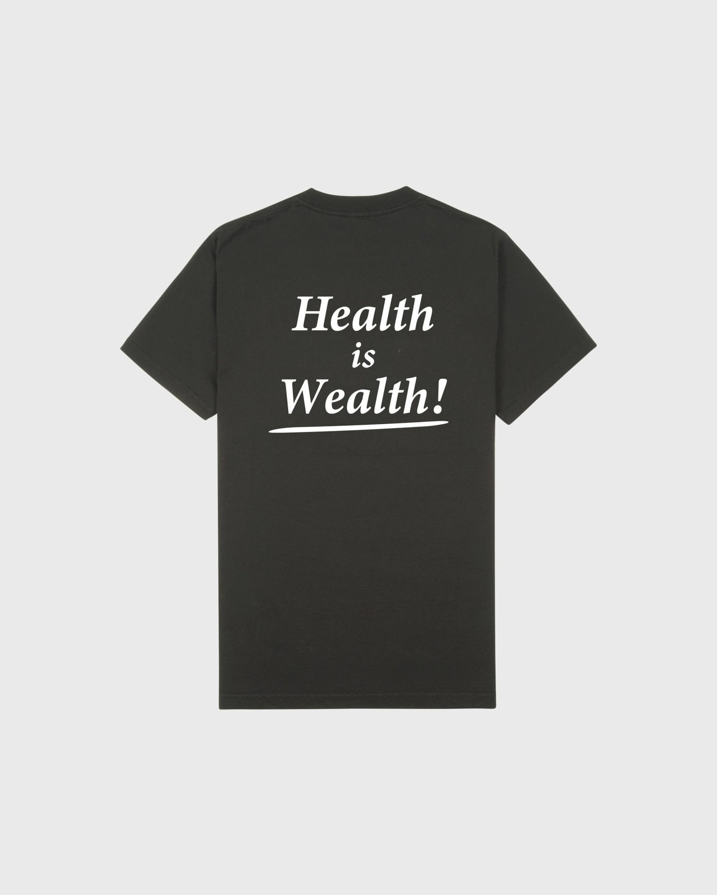Health Is Wealth T-Shirt - Faded Black/White