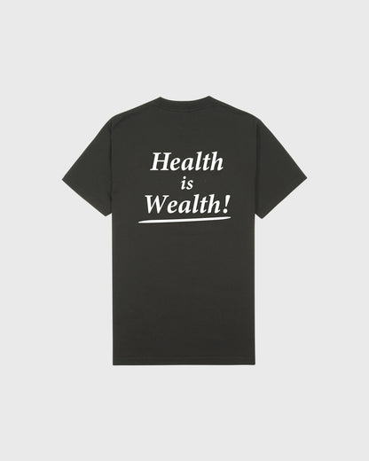 Health Is Wealth T-Shirt - Faded Black/White