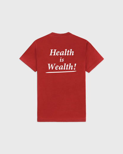 Health Is Wealth Tshirt - Faded Merlot/White