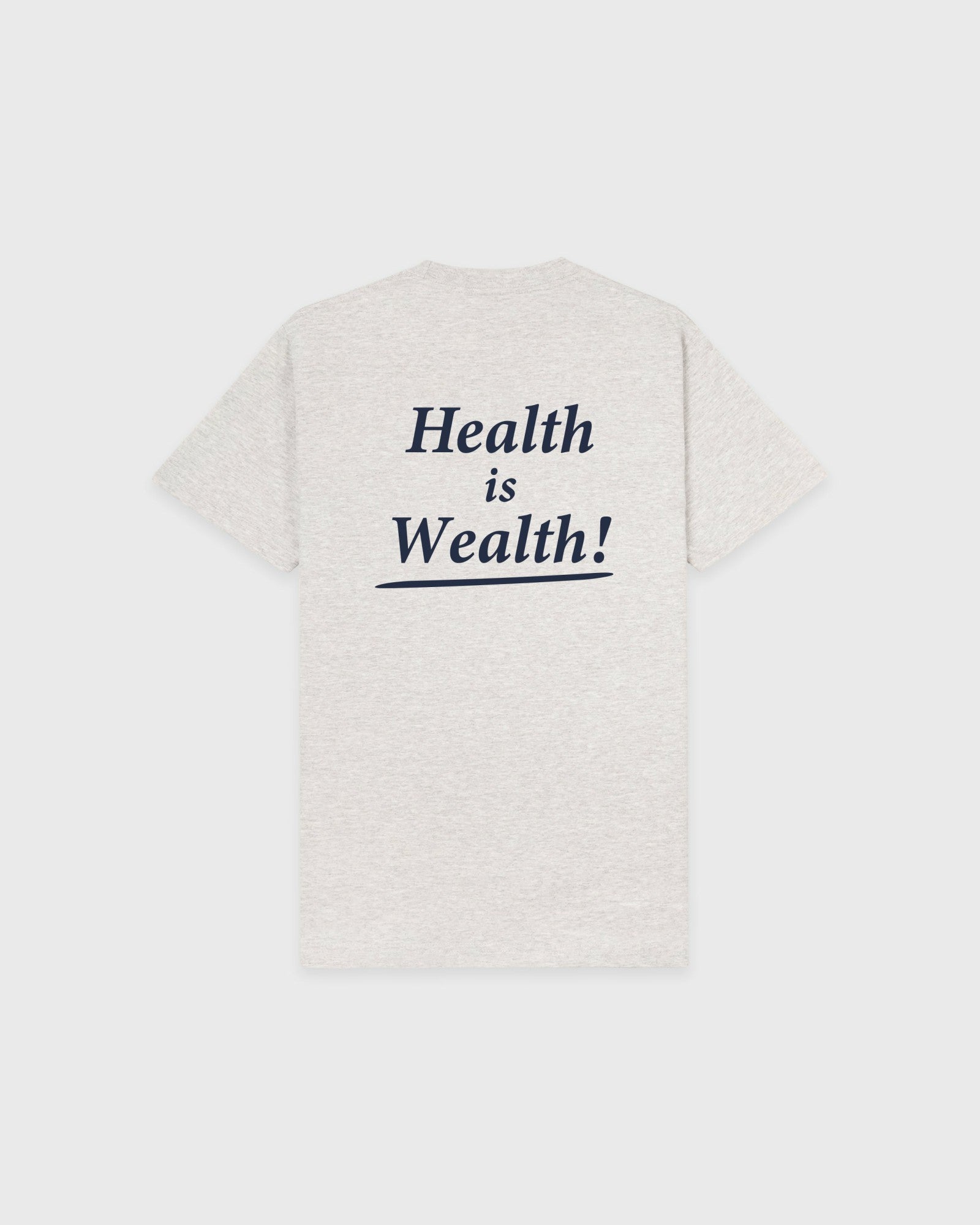 Health Is Wealth T-Shirt - Heather Gray/Navy