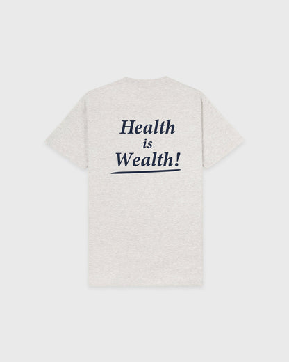 Health Is Wealth T-Shirt - Heather Gray/Navy