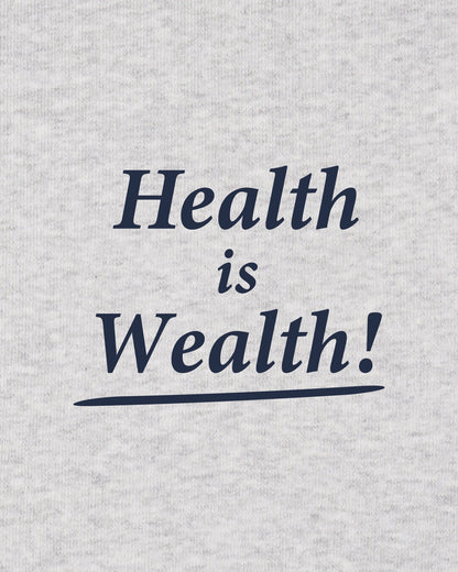 Health Is Wealth T-Shirt - Heather Gray/Navy