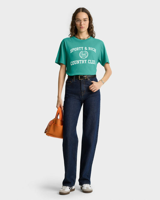 Varsity Crest Soft T-Shirt - Spring Green/White