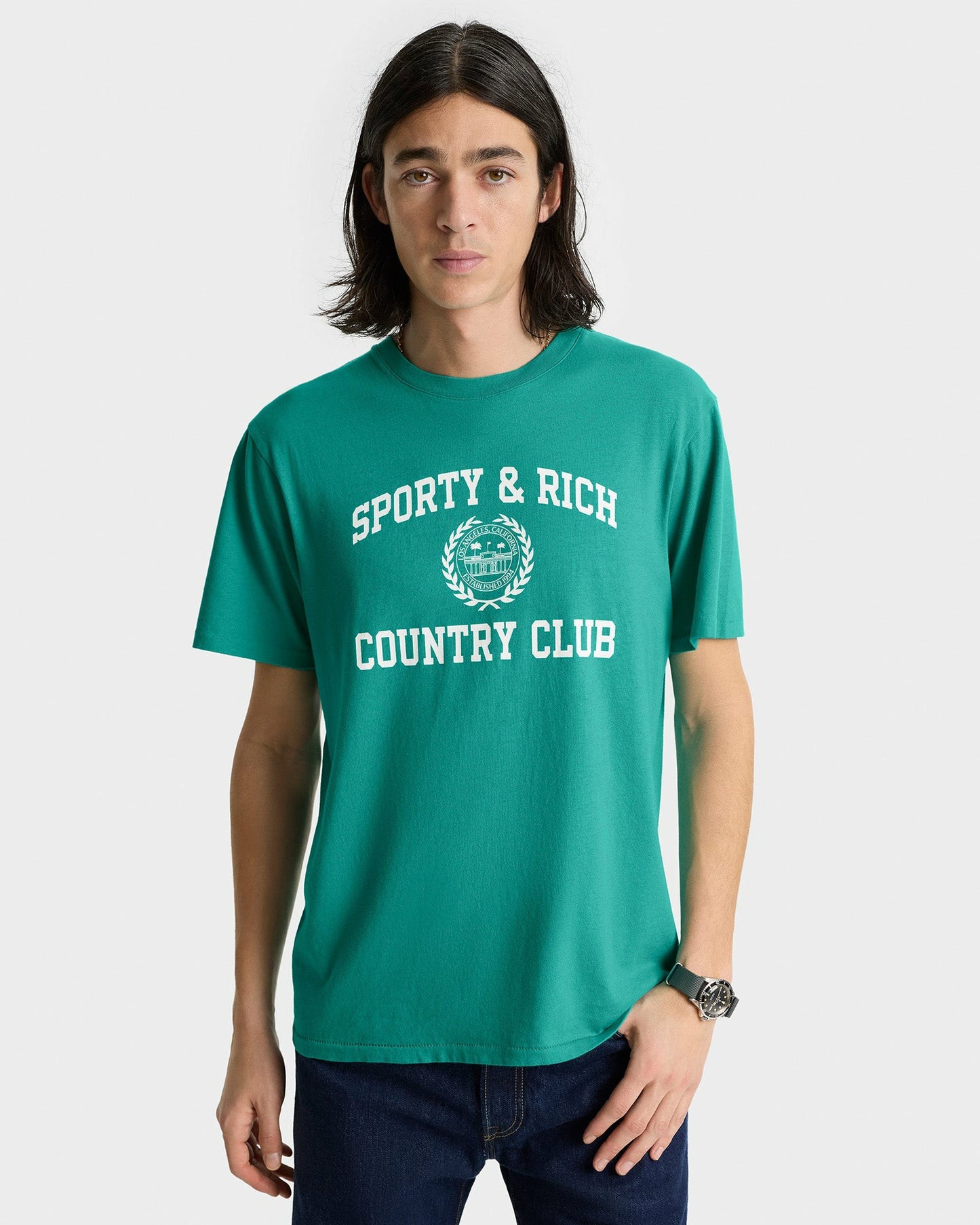 Varsity Crest Soft T-Shirt - Spring Green/White