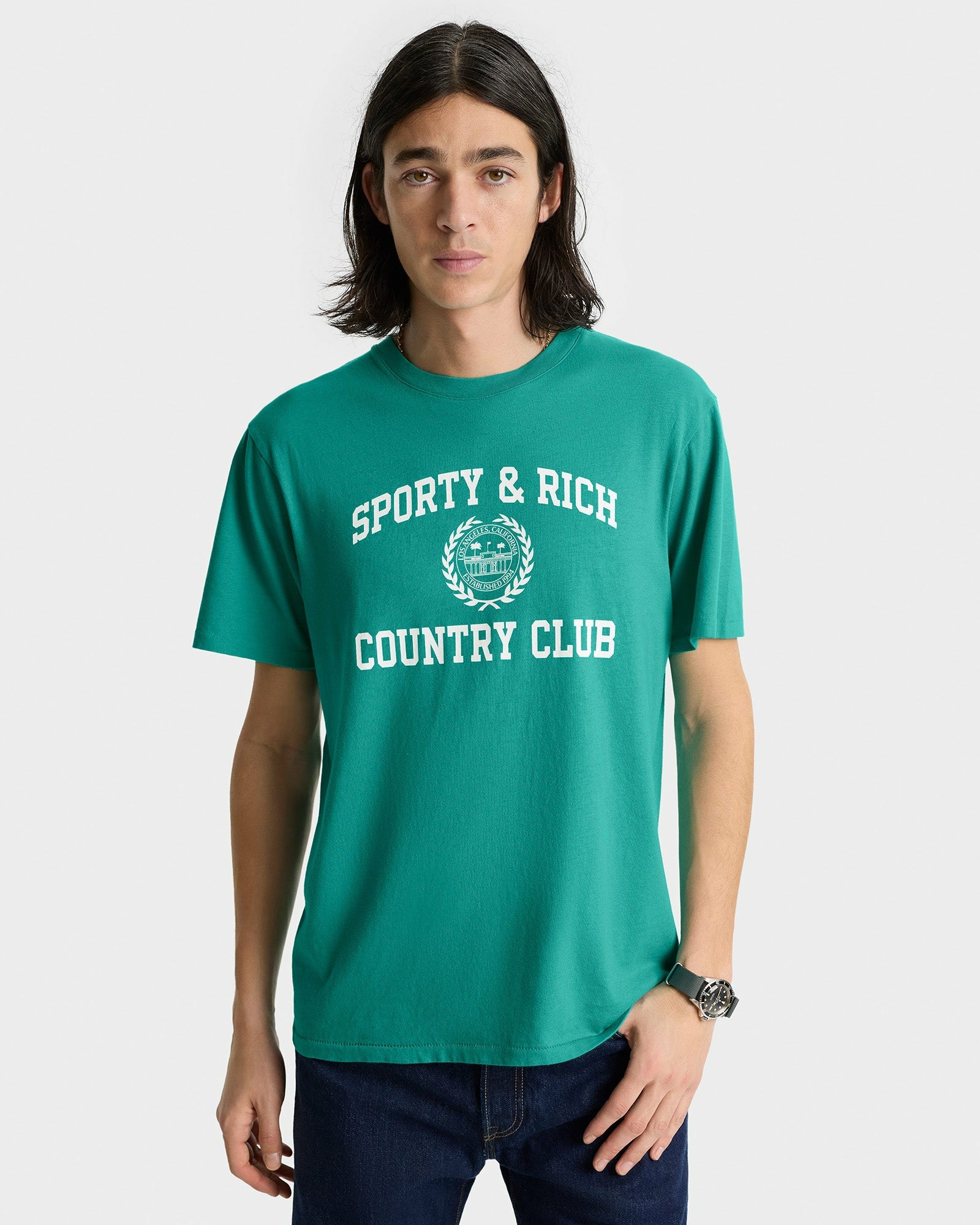 Varsity Crest Soft T-Shirt - Spring Green/White