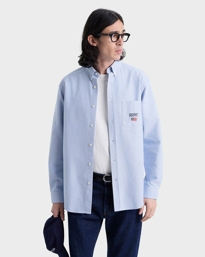 Nautical Oversized Oxford Shirt Men - Blue