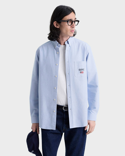 Nautical Oversized Oxford Shirt Men - Blue