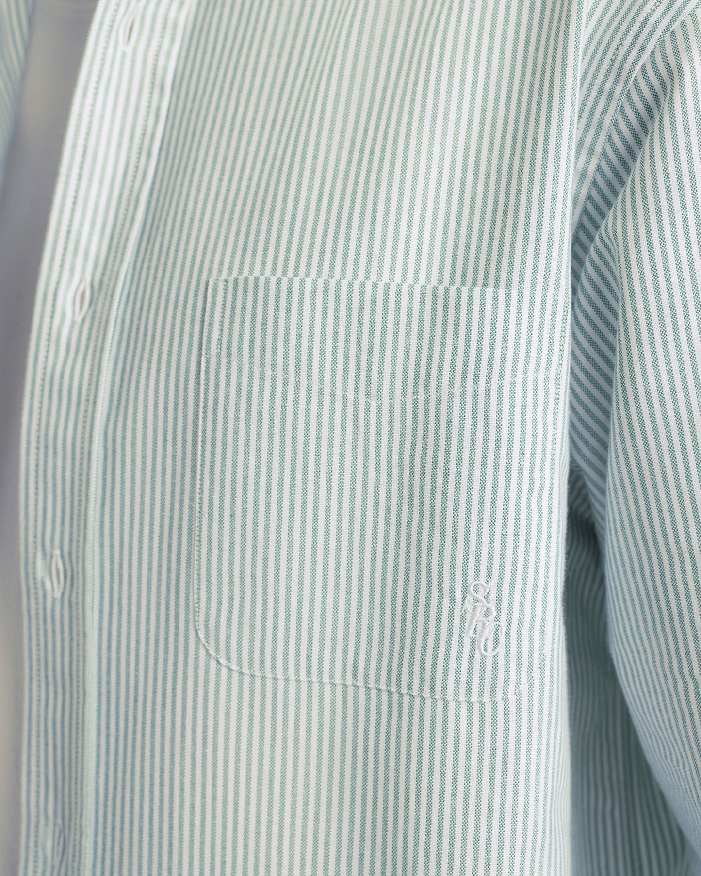 SRC Oversized Oxford Shirt Men - Forest striped