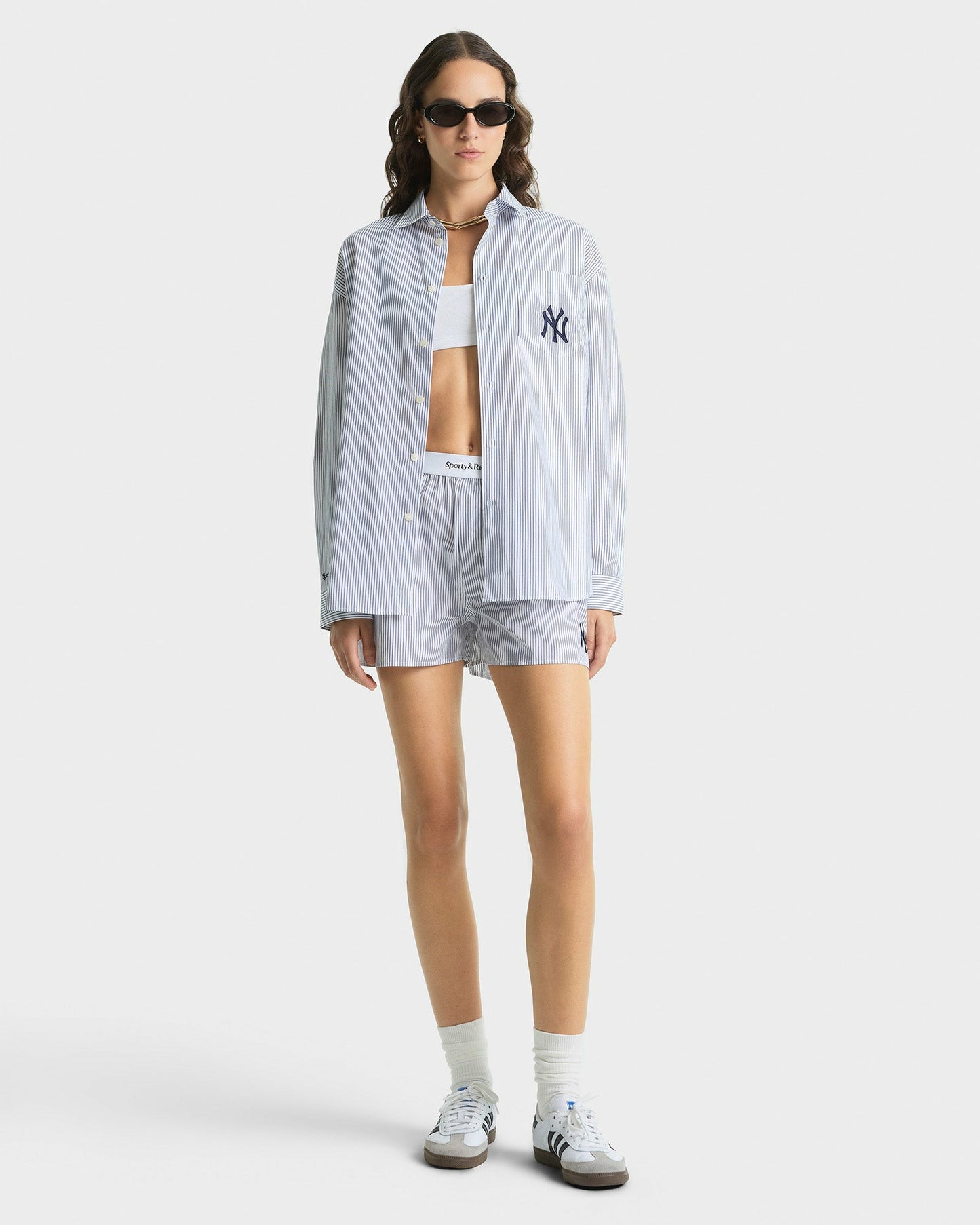 Yankees Serif Oversized Shirt - Navy Striped