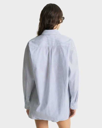 Yankees Serif Oversized Shirt - Navy Striped
