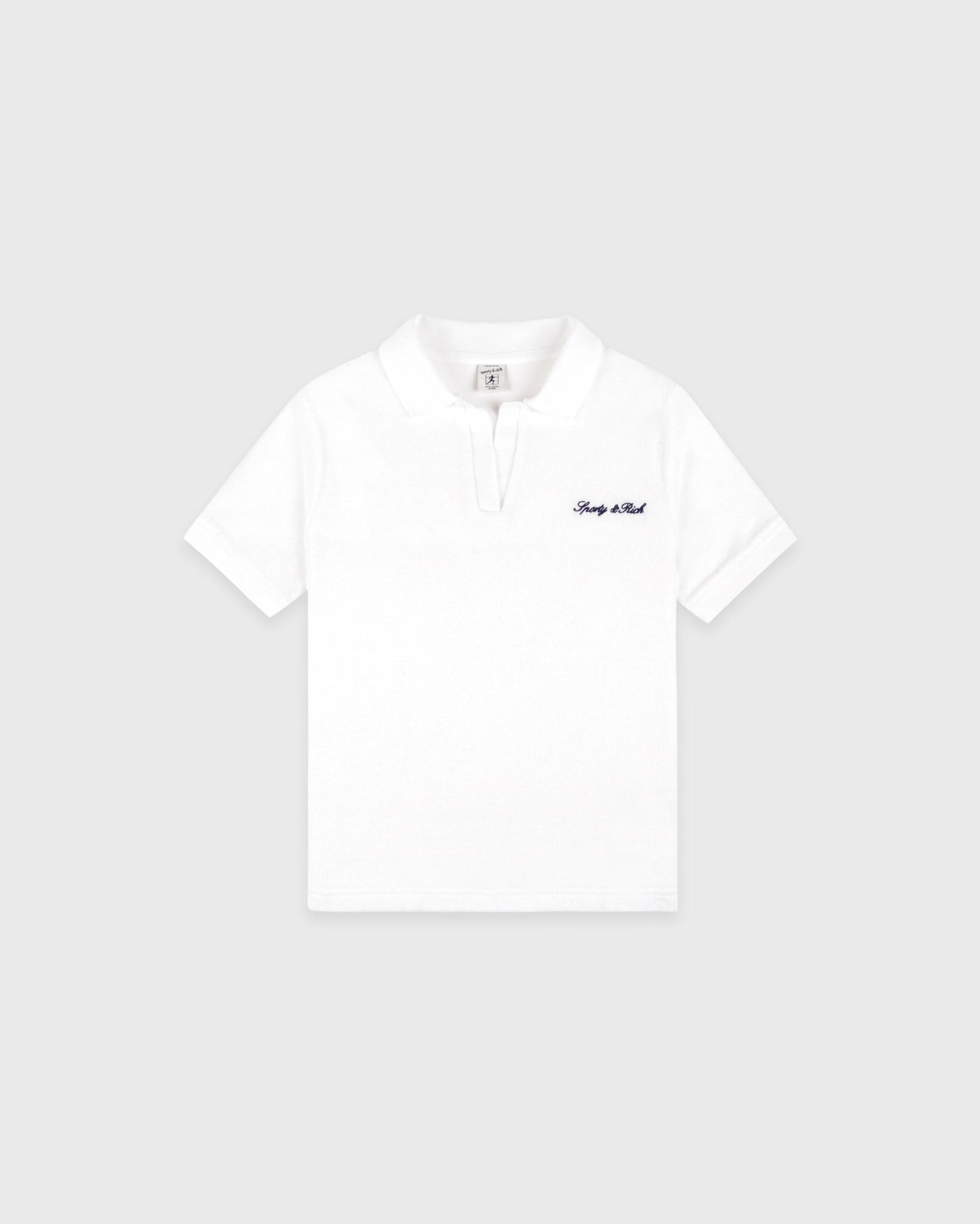 Signature Logo Kids Terry Polo - White/Light Navy