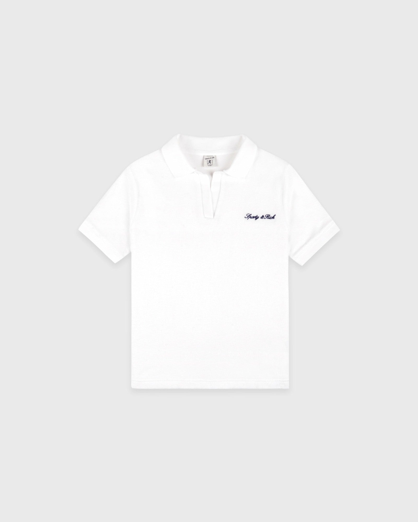 Signature Logo Kids Terry Polo - White/Light Navy