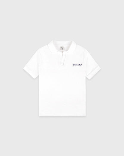 Signature Logo Kids Terry Polo - White/Light Navy