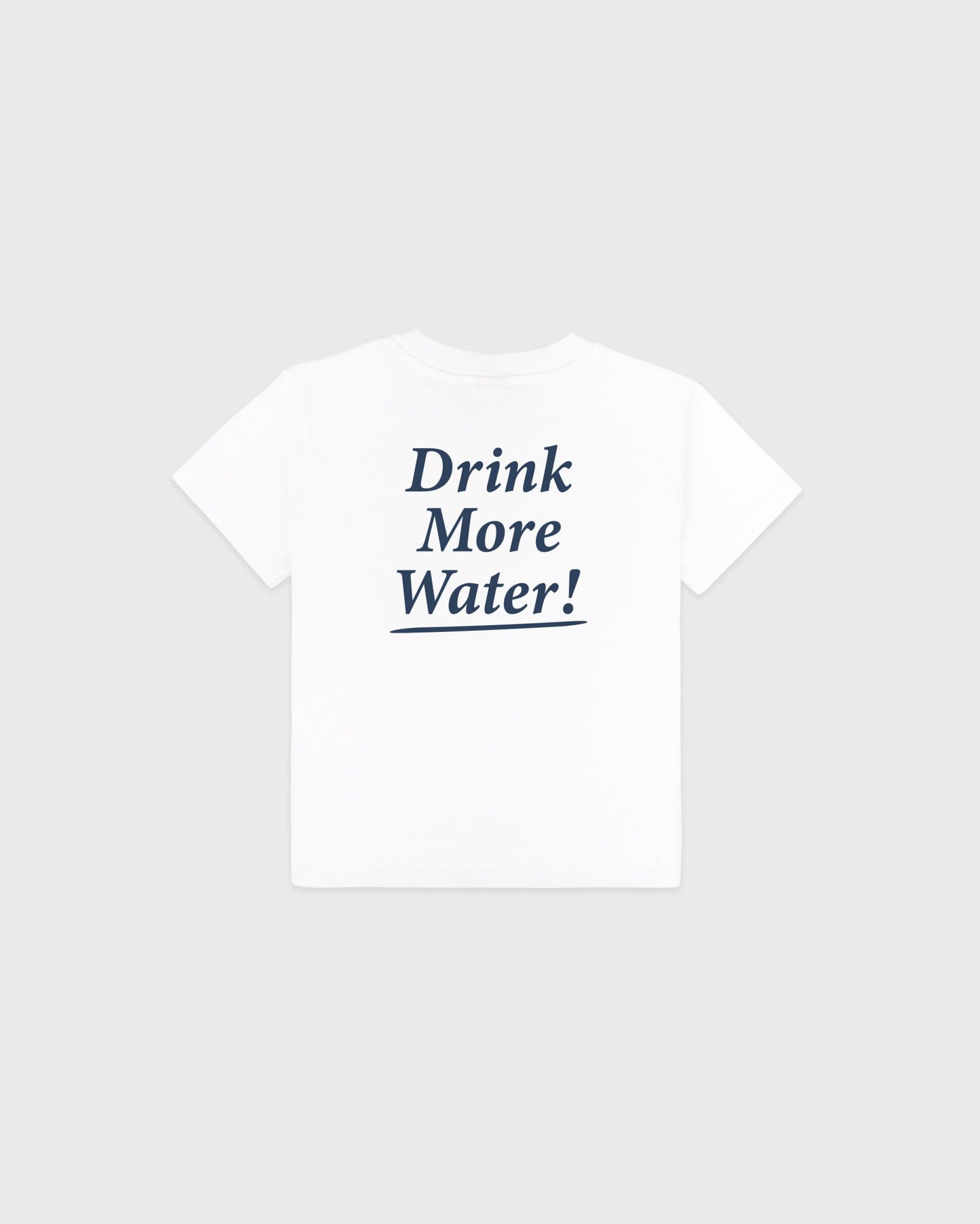 Drink More Water Kids T-Shirt - White/Light Navy