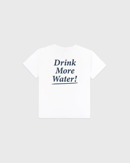 Drink More Water Kids T-Shirt - White/Light Navy