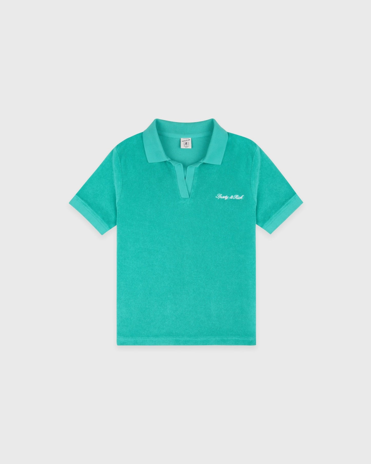 Signature Logo Kids Terry Polo - Amalfi Green/White