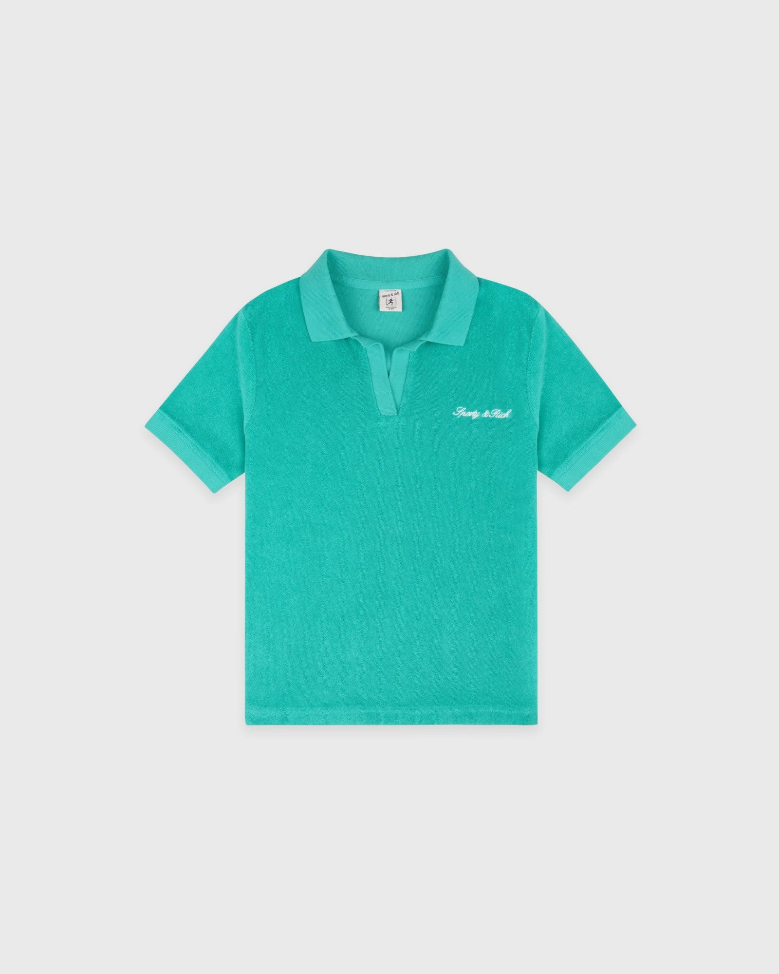 Signature Logo Kids Terry Polo - Amalfi Green/White