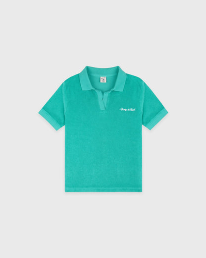 Signature Logo Kids Terry Polo - Amalfi Green/White