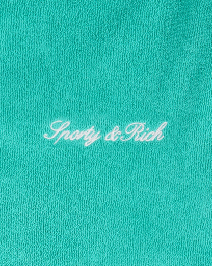 Signature Logo Kids Terry Short - Amalfi Green/White
