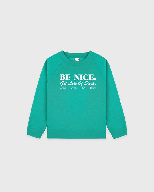 Be Nice Kids Crewneck - Amalfi Green/White