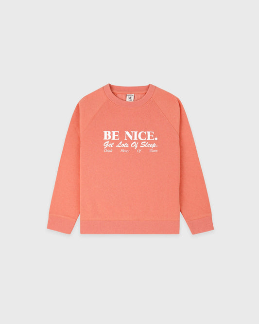 Be Nice Kids Crewneck - Flamingo/White