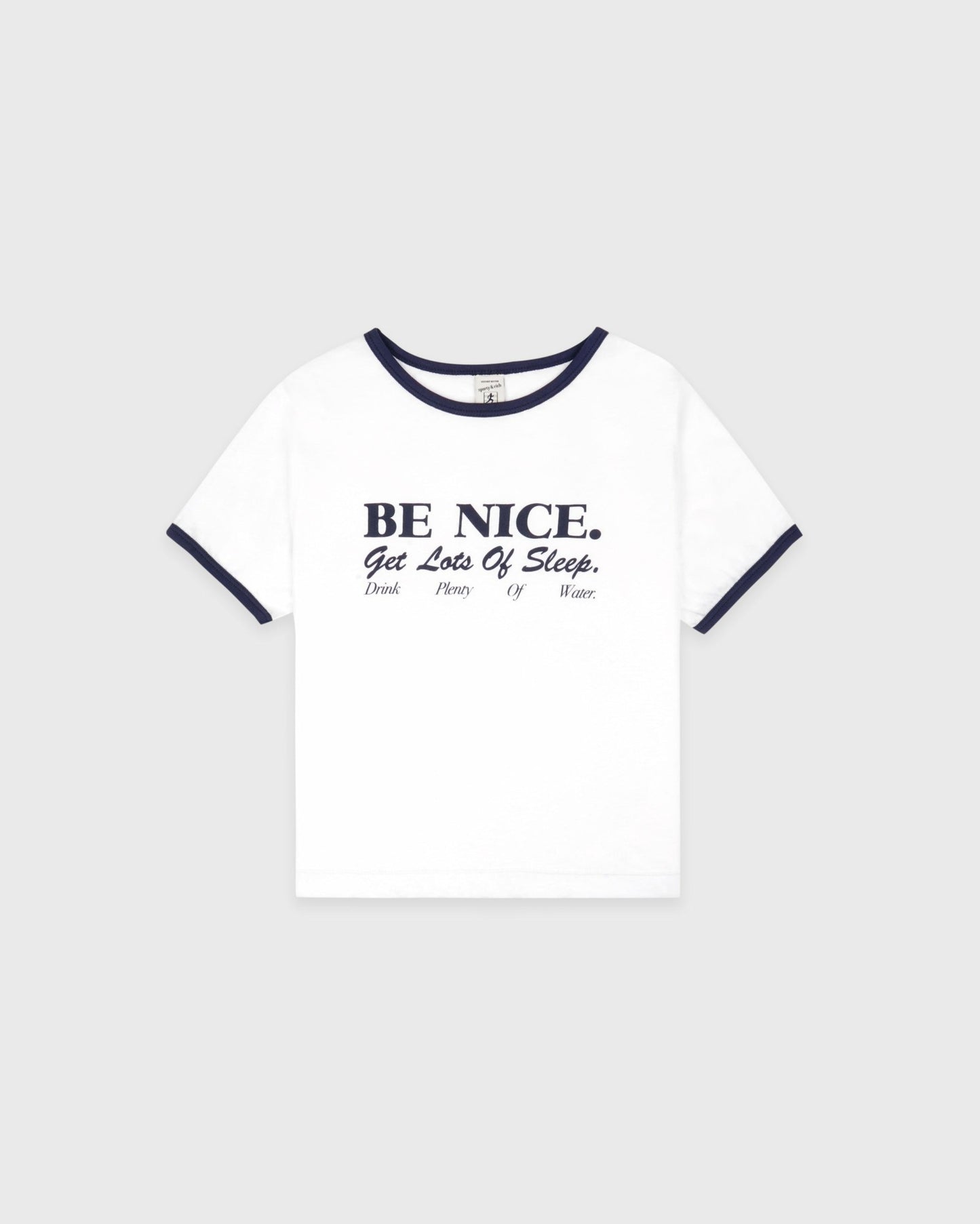 Be Nice Kids Ringer Tee - White/Light Navy/Light Navy