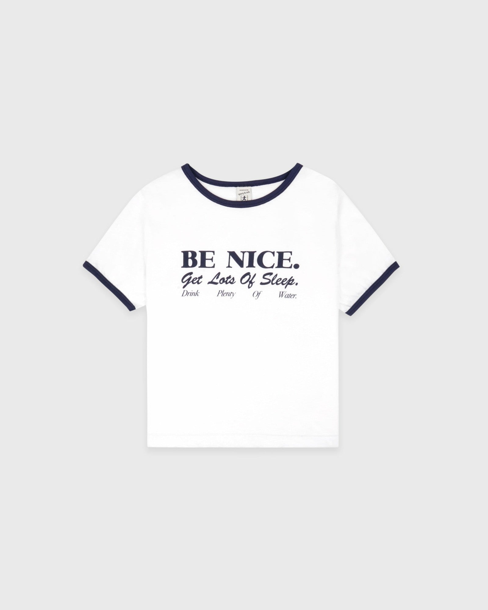 Be Nice Kids Ringer Tee - White/Light Navy/Light Navy