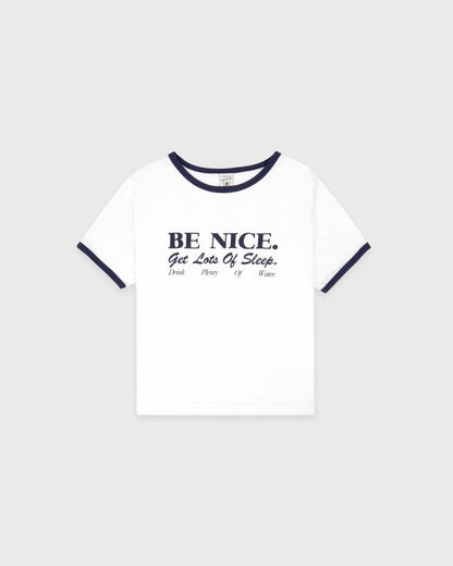 Be Nice Kids Ringer Tee - White/Light Navy/Light Navy