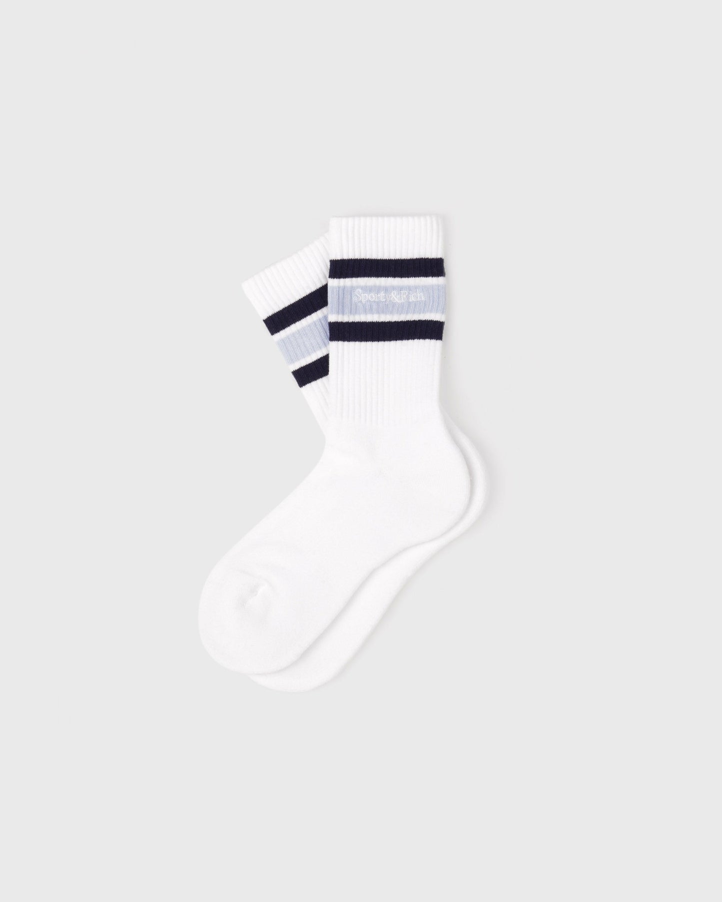 Serif Logo Kids Sock - White/Navy/Ciel