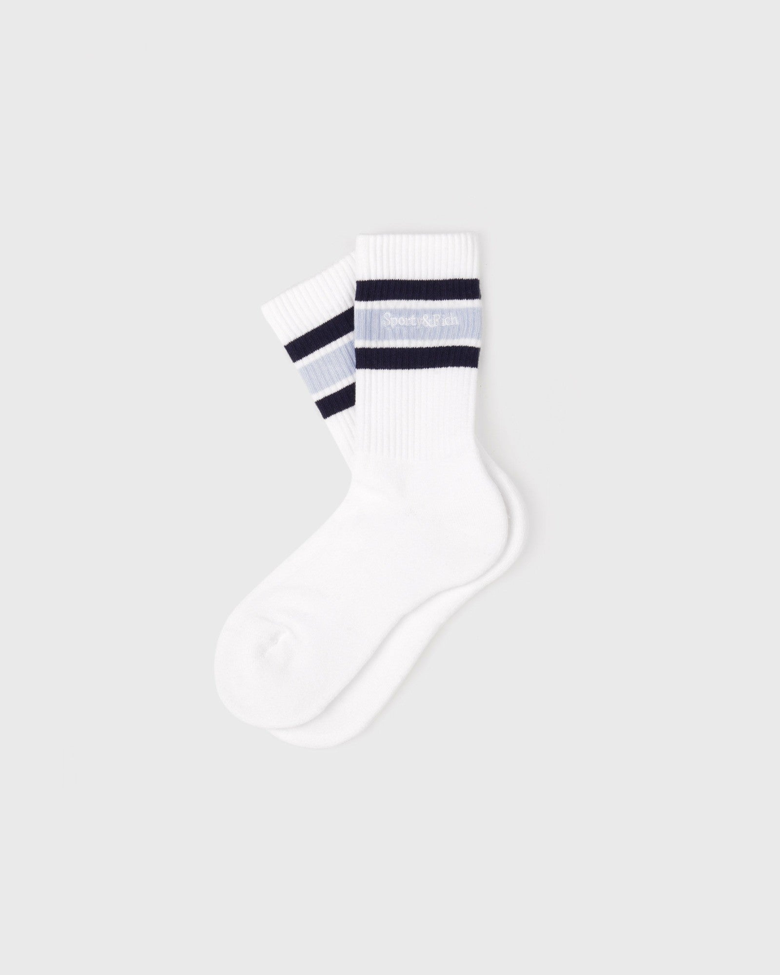 Serif Logo Kids Sock - White/Navy/Ciel