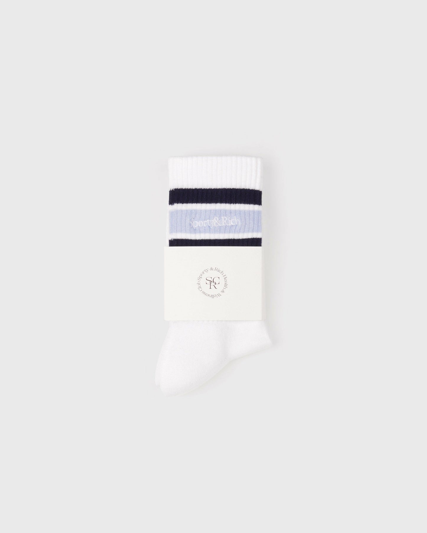 Serif Logo Kids Sock - White/Navy/Ciel