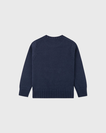 NY Crest Kids Knitted Sweater - Light Navy/White