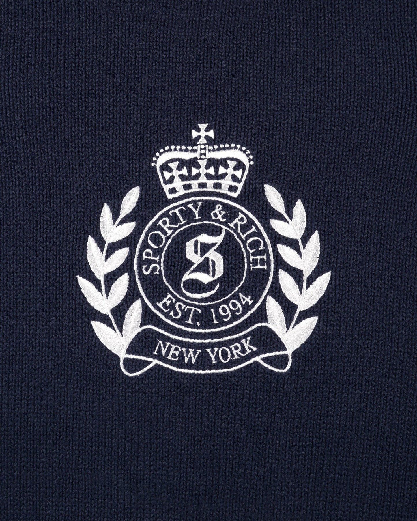 NY Crest Kids Knitted Sweater - Light Navy/White