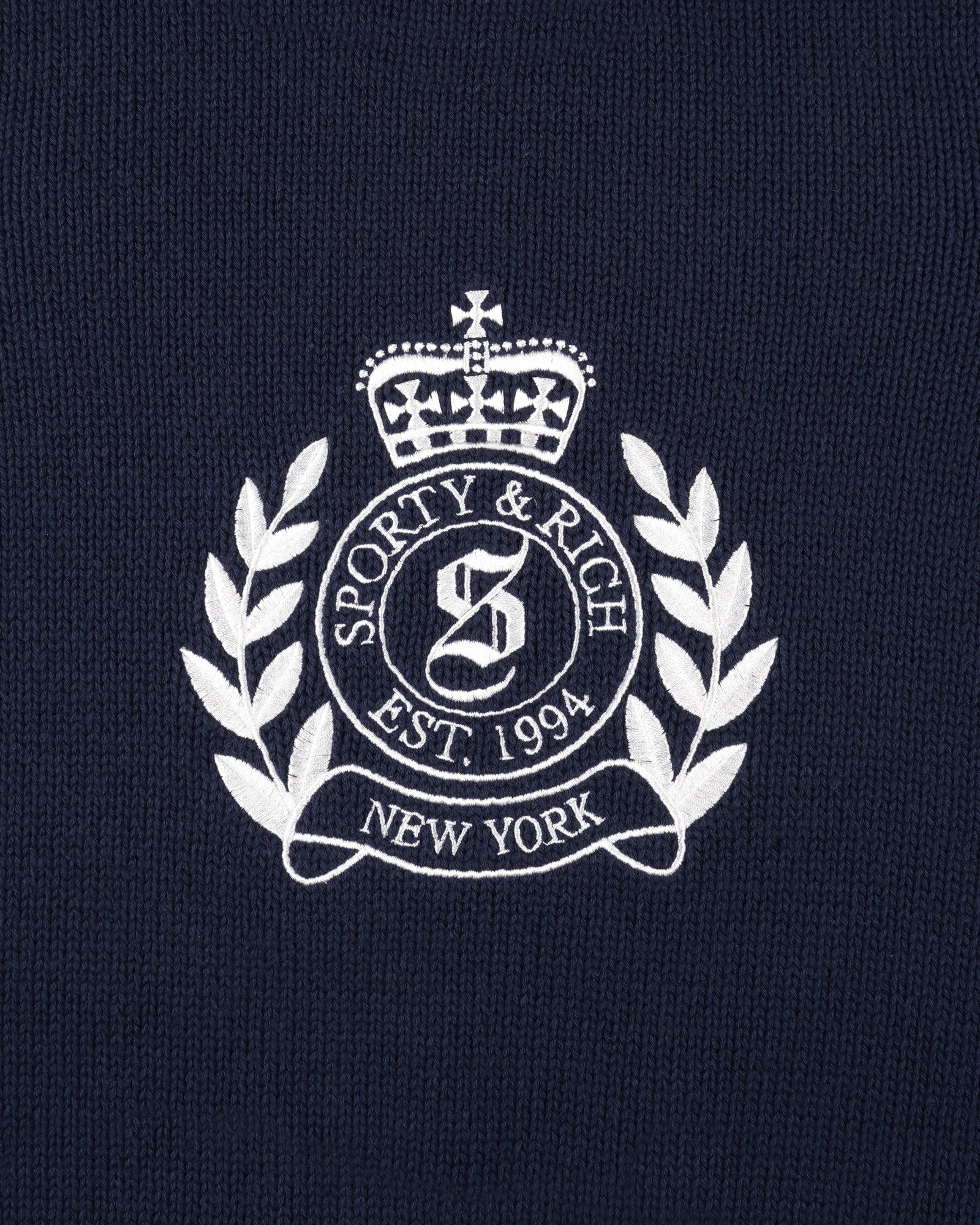 NY Crest Kids Knitted Sweater - Light Navy/White