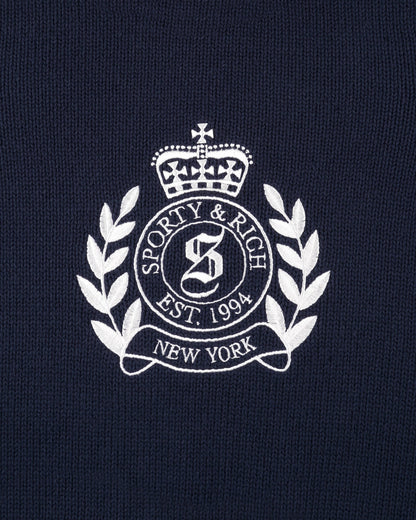 NY Crest Kids Knitted Sweater - Light Navy/White