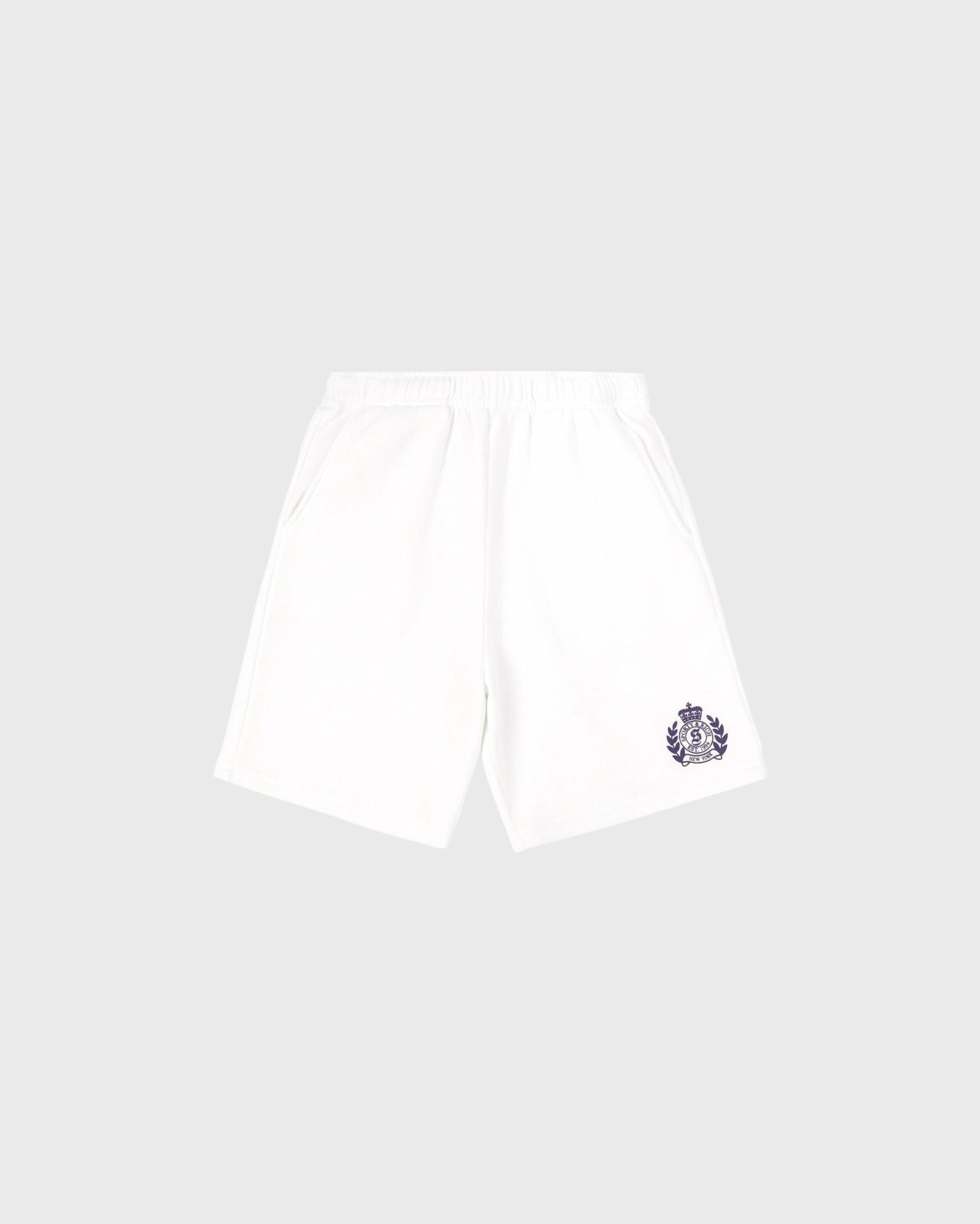 NY Crest Kids Gym Short - White/Light Navy