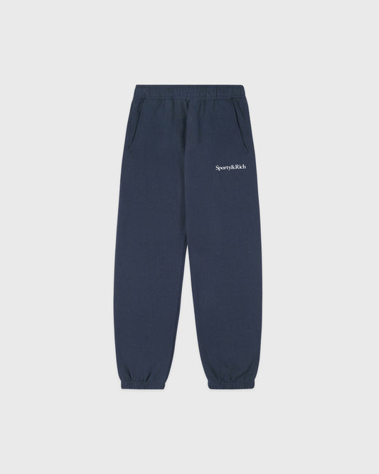 Serif Logo Kids Sweatpant - Light Navy/White