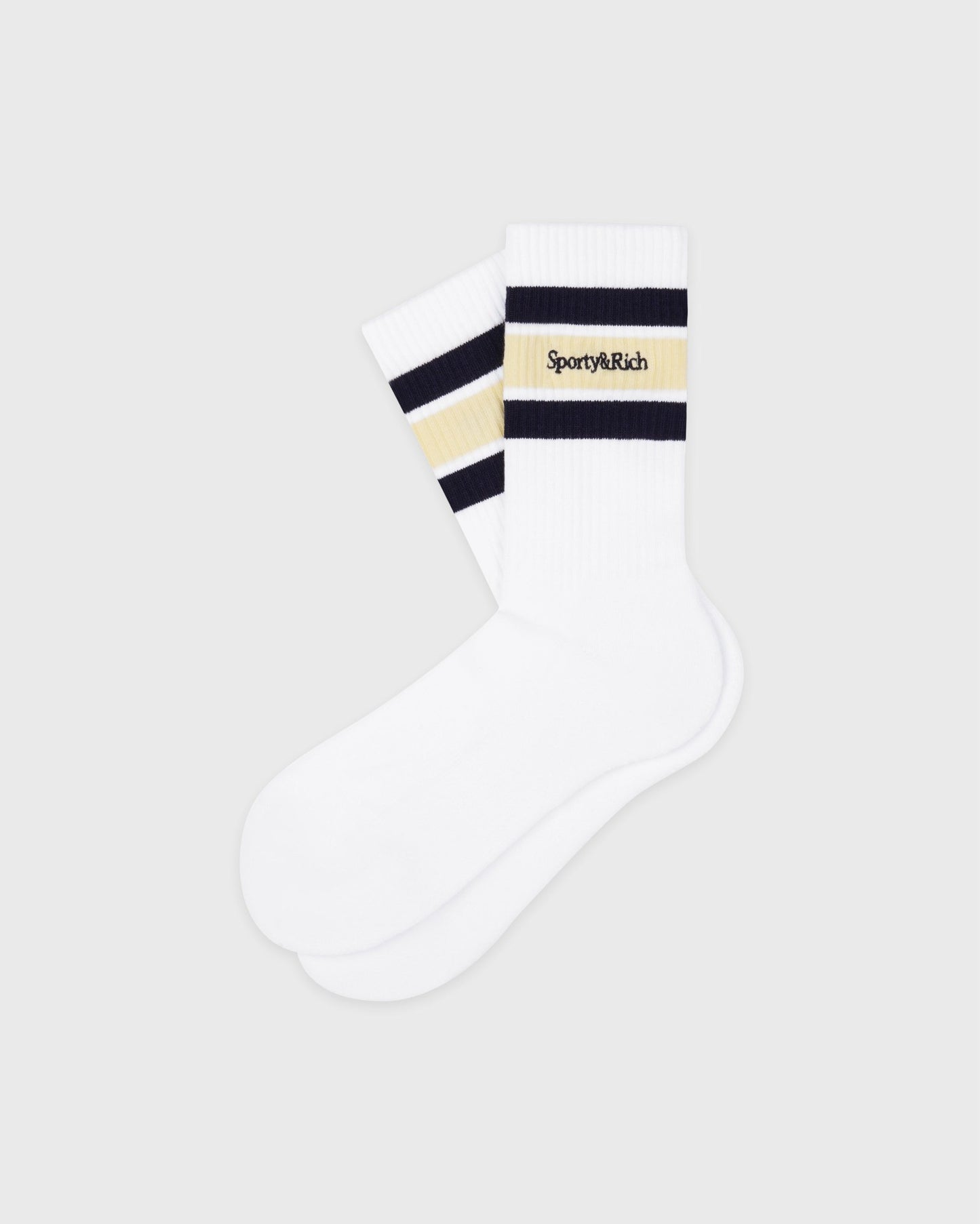 Serif Logo Kids Sock - White/Navy/Almond
