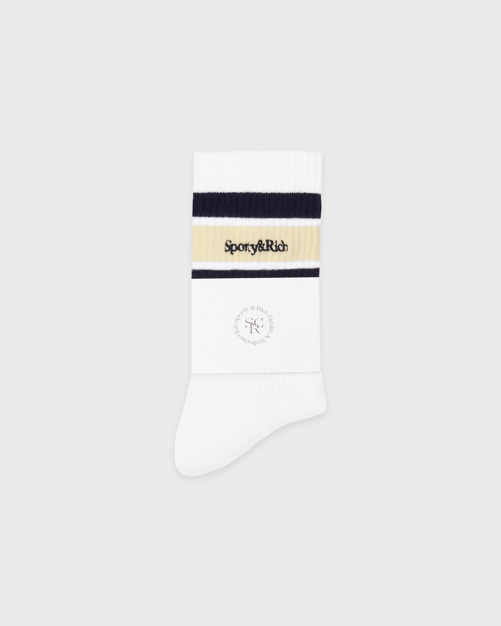 Serif Logo Kids Sock - White/Navy/Almond