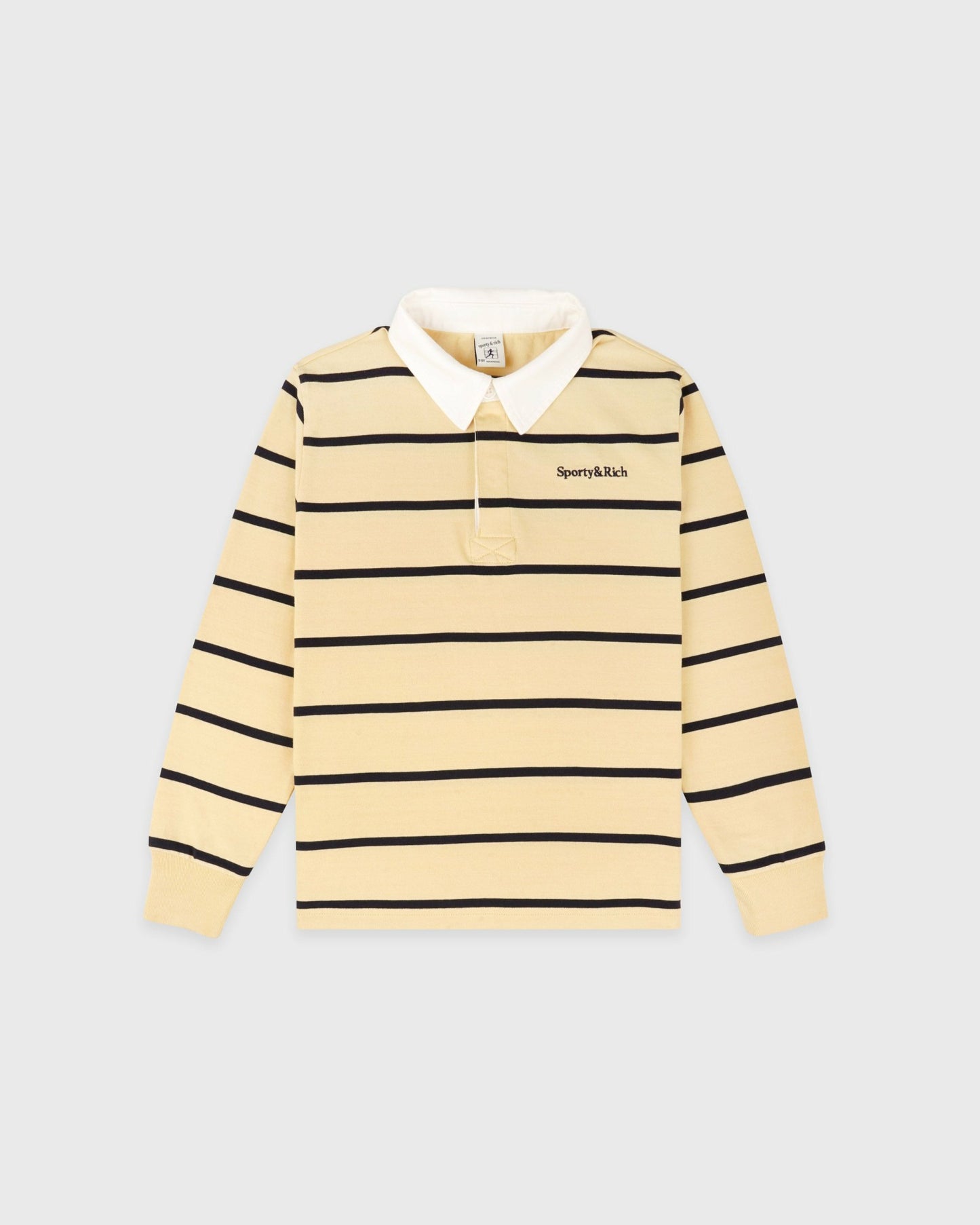 Serif Logo Kids Rugby Polo - Almond/Navy