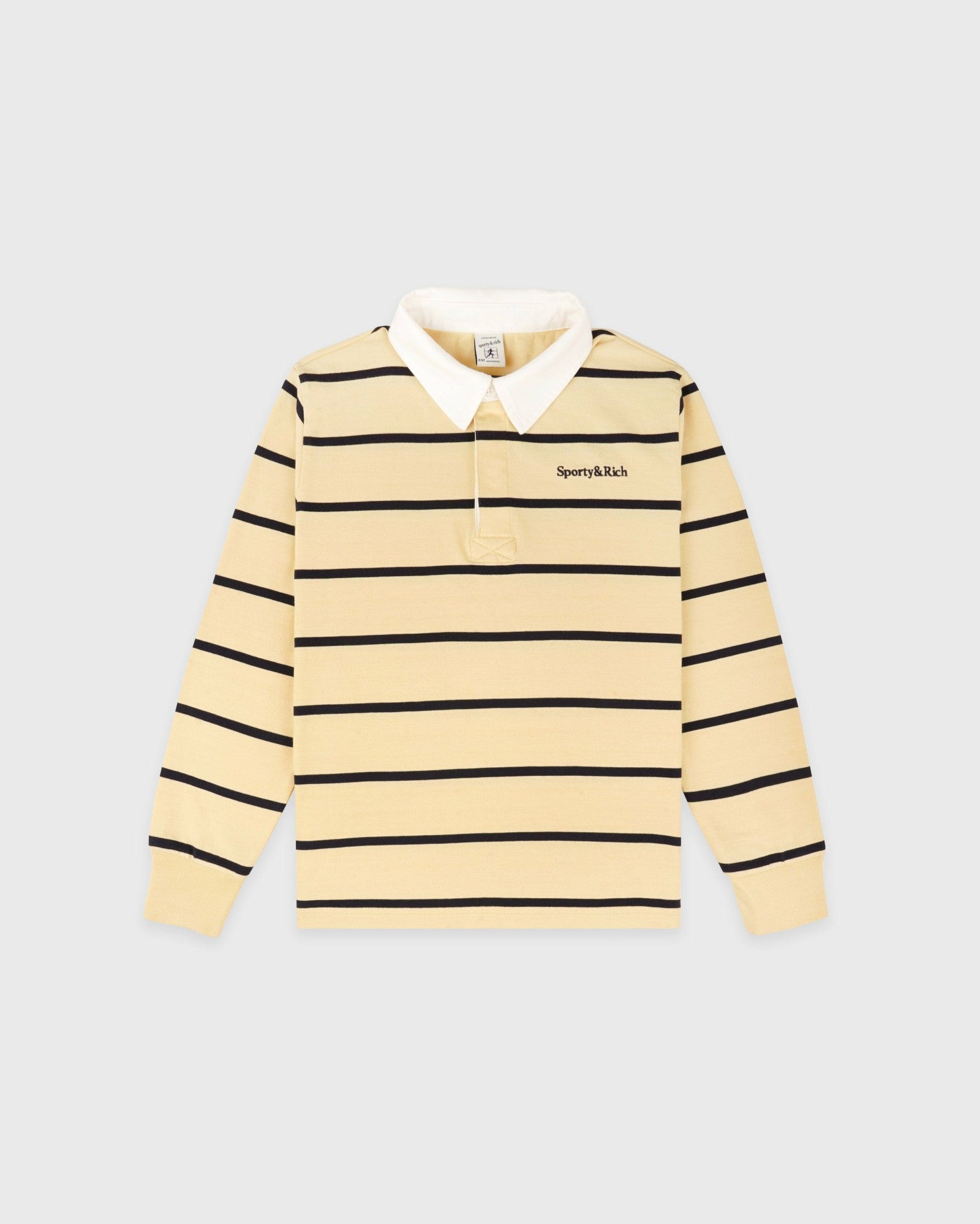 Serif Logo Kids Rugby Polo - Almond/Navy