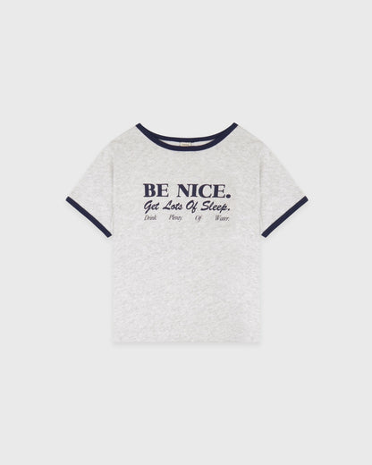 Be Nice Kids Ringer Tee - Heather Gray/Dark Navy